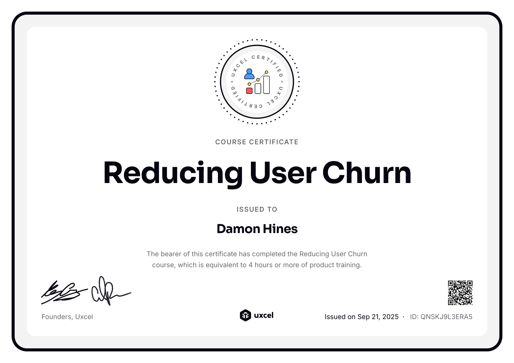 Damon's certificate